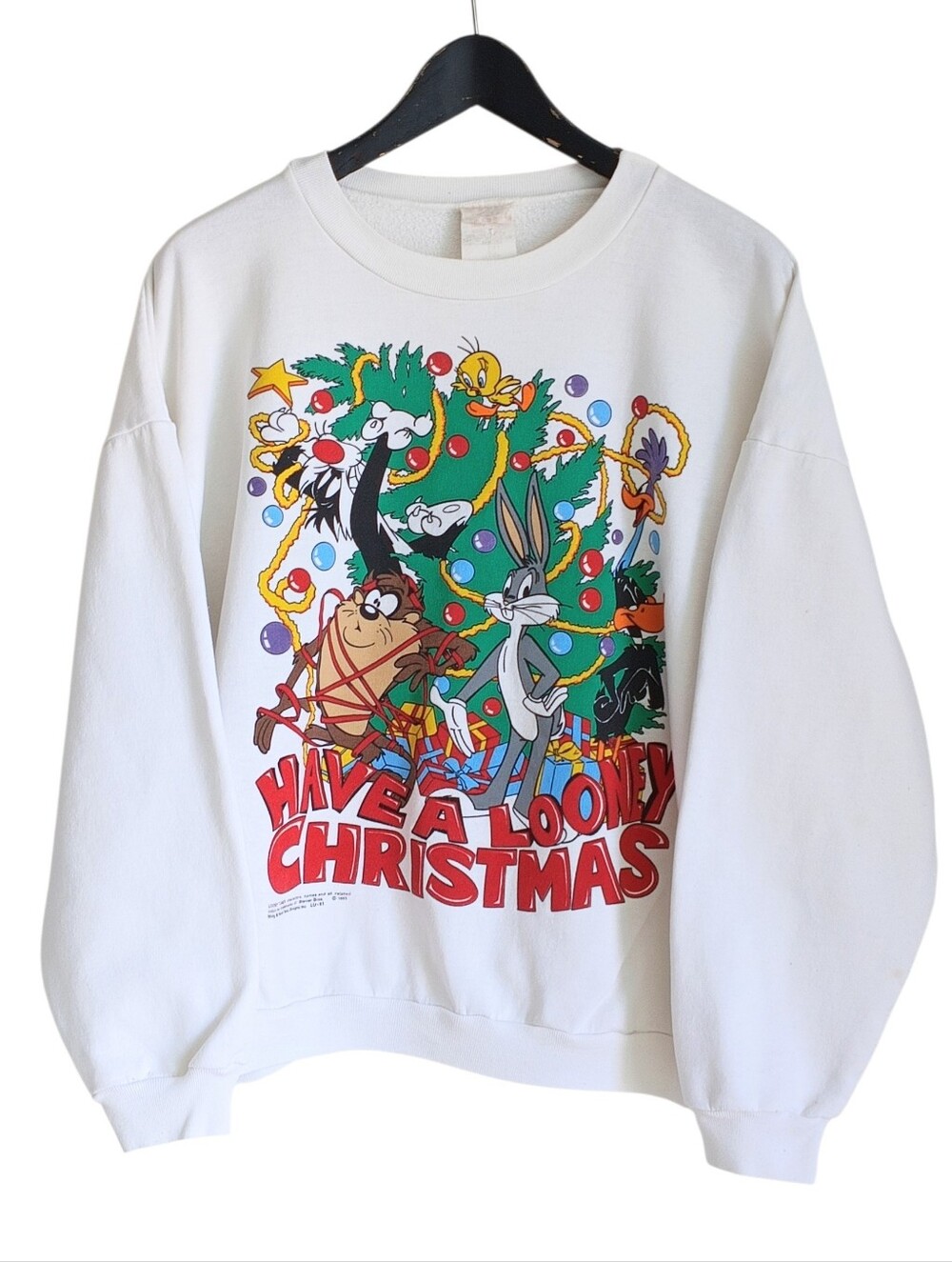 Vtg 1993 Looney Tunes Christmas Sweatshirt 23.5x24